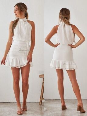Two Sisters The Label Pip Dress in White Size 6 High Neck Sleeveless Mini NEW